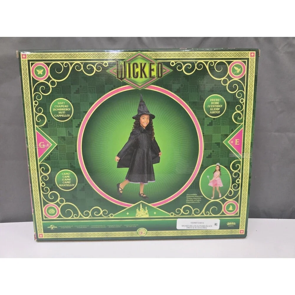 Wicked Elphaba Black Defying Gravity Dress Up Set W/ Hat Size 4-6x Costume